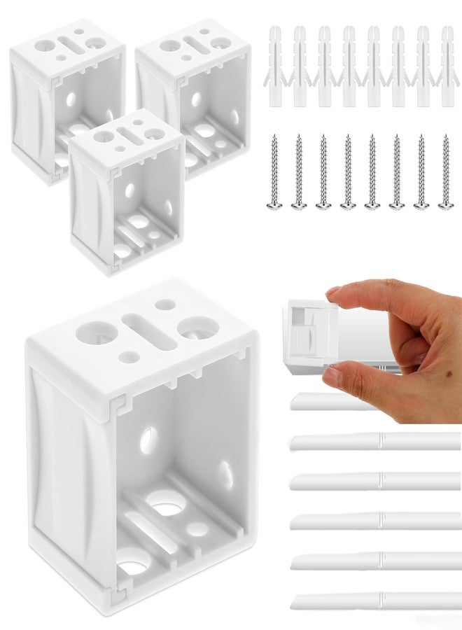Bruislard 4 Pack Blind Brackets 1 Inch Window Blinds Headrail Holders White Profile Box Mounting Bracket Mini Blinds Box Mounting Bracket - Image 1
